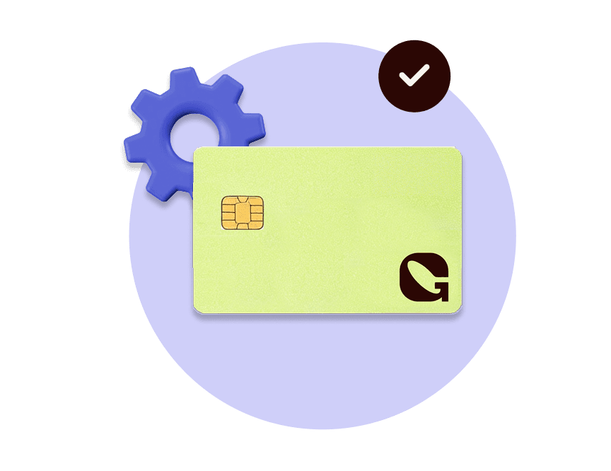VISA-betaalkaart met instellingen-icoon