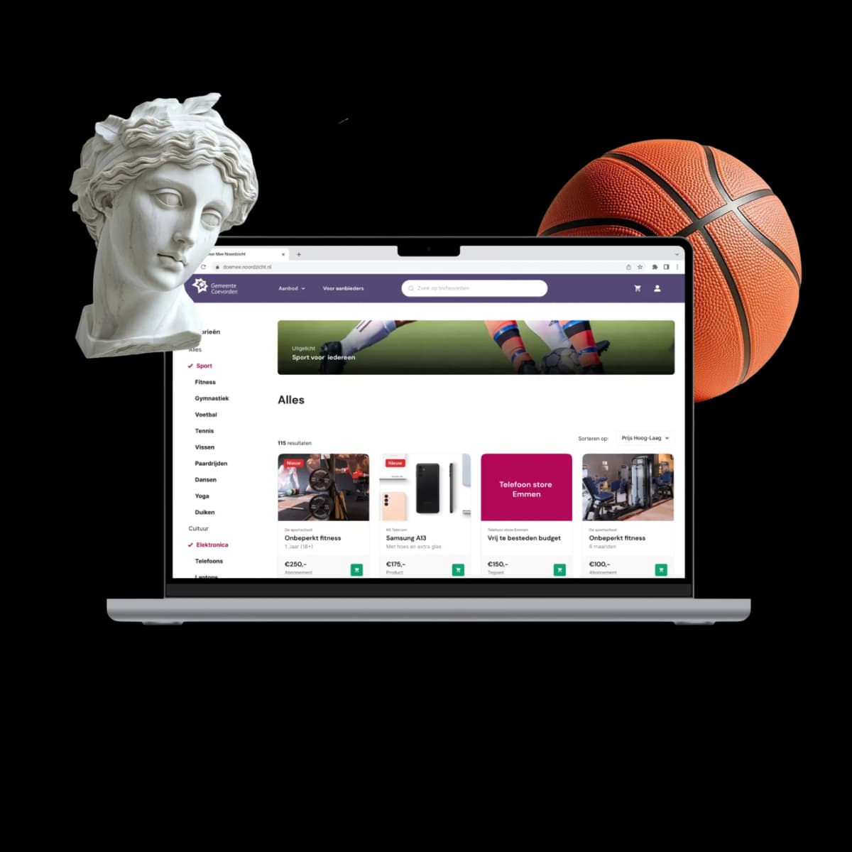 Gemeentewinkel webshop op laptop en telefoon