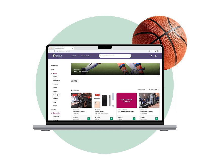Webshop van Gemeentewinkel op een laptop